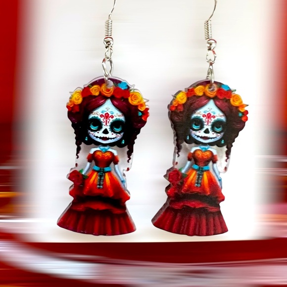 Free w any Purchase Day of the dead 3d earrings 2 different pairs to choose from - Picture 2 of 4